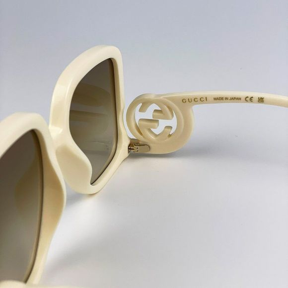 Gucci GG1326S 002 Sunglasses Ivory Brown Gradient Oversized Square Women